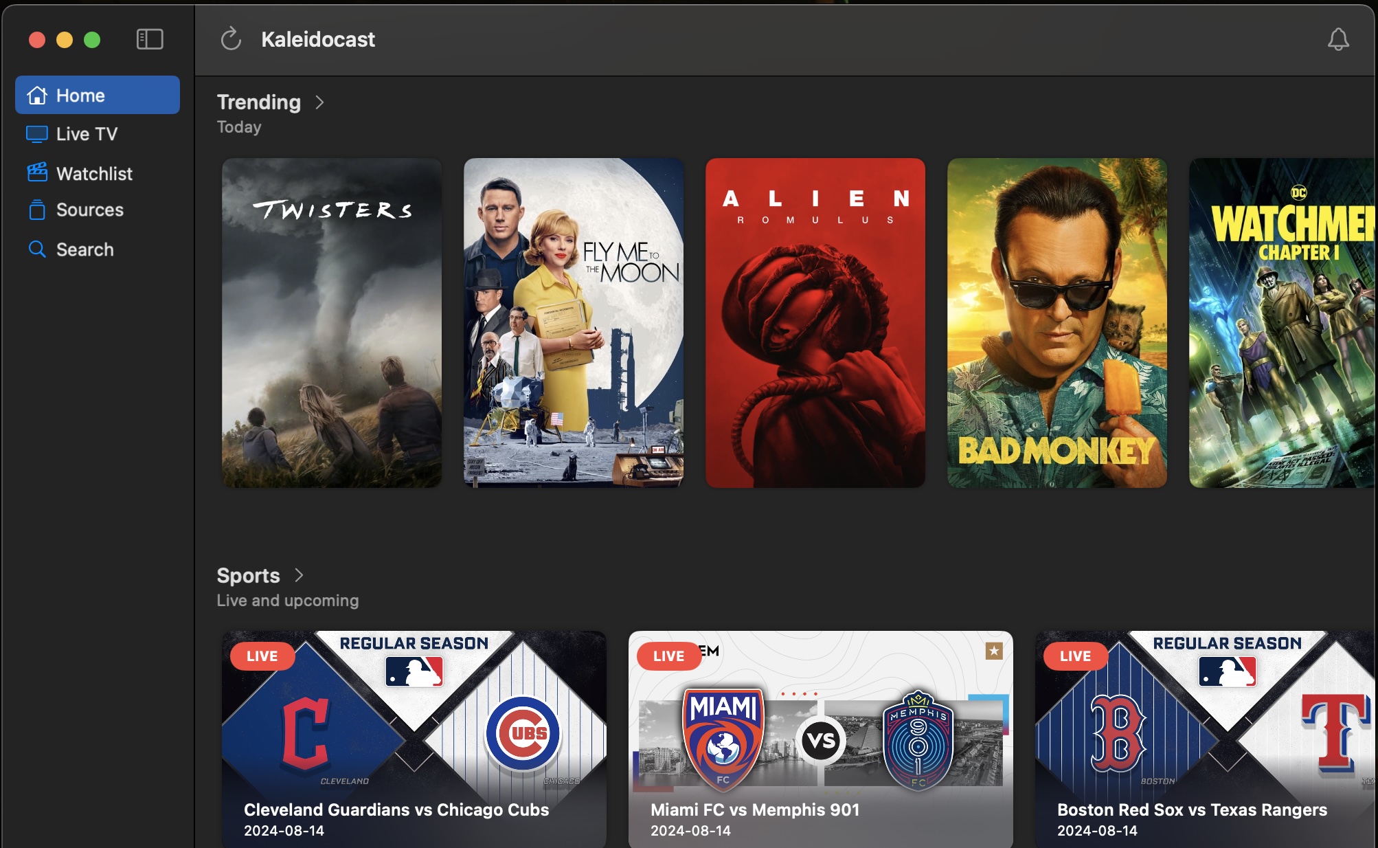 Kaleidocast macOS home screen